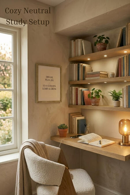 minimal study desk setup for small room aesthetic
